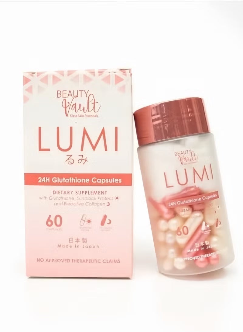 Beauty Vault Lumi 24H Glutathione Capsules By Beauty Vault (60 Capsules) - Image 1